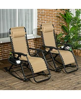 Simplie Fun Zero-Gravity Folding Rocking Chair with Cup Holder Tray and Adjustable Suspension