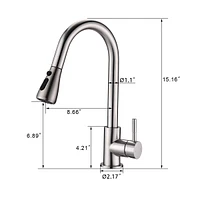 Streamdale Furniture Pull Down Kitchen Faucet With Sprayer Stainless Steel Brushed Nickel