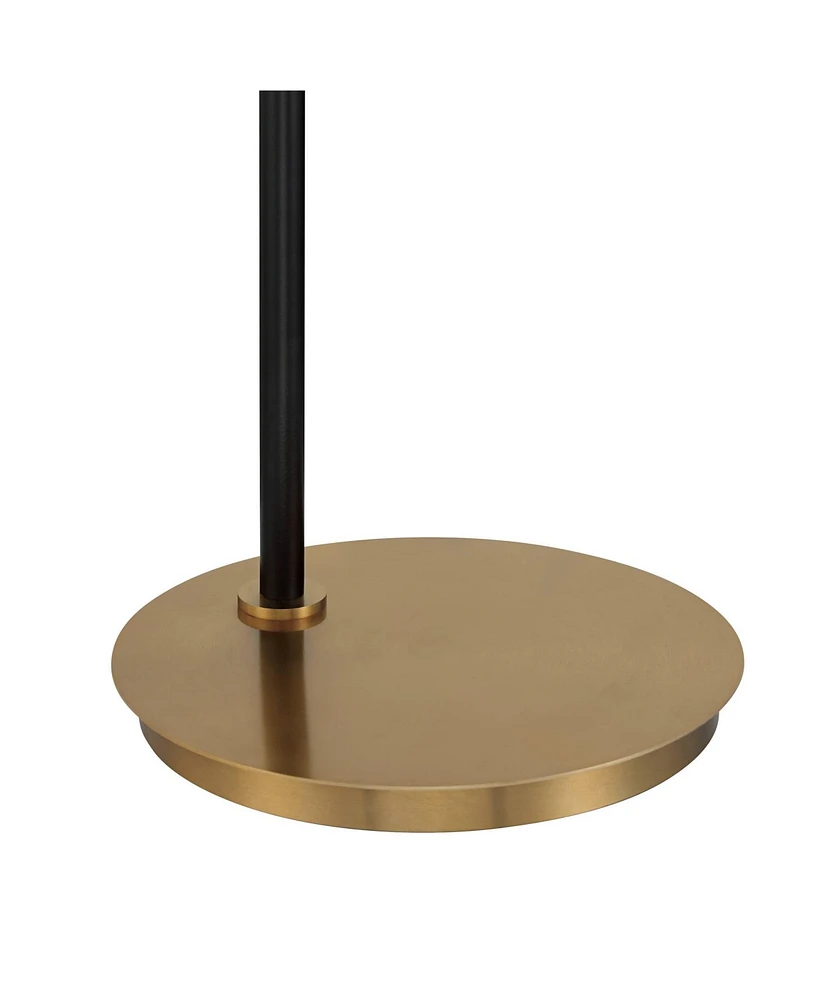 Possini Euro Design Sausalito Mid Century Modern Downbridge Floor Lamp 67" Tall Warm Gold Black Metal Linen Blend Fabric Cylinder Shade for Living Roo