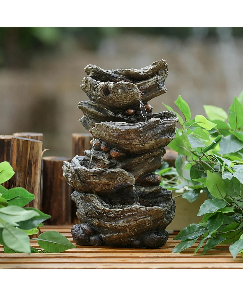 Simplie Fun Tranquil Tabletop Fountain Rustic Wood Design for Serenity