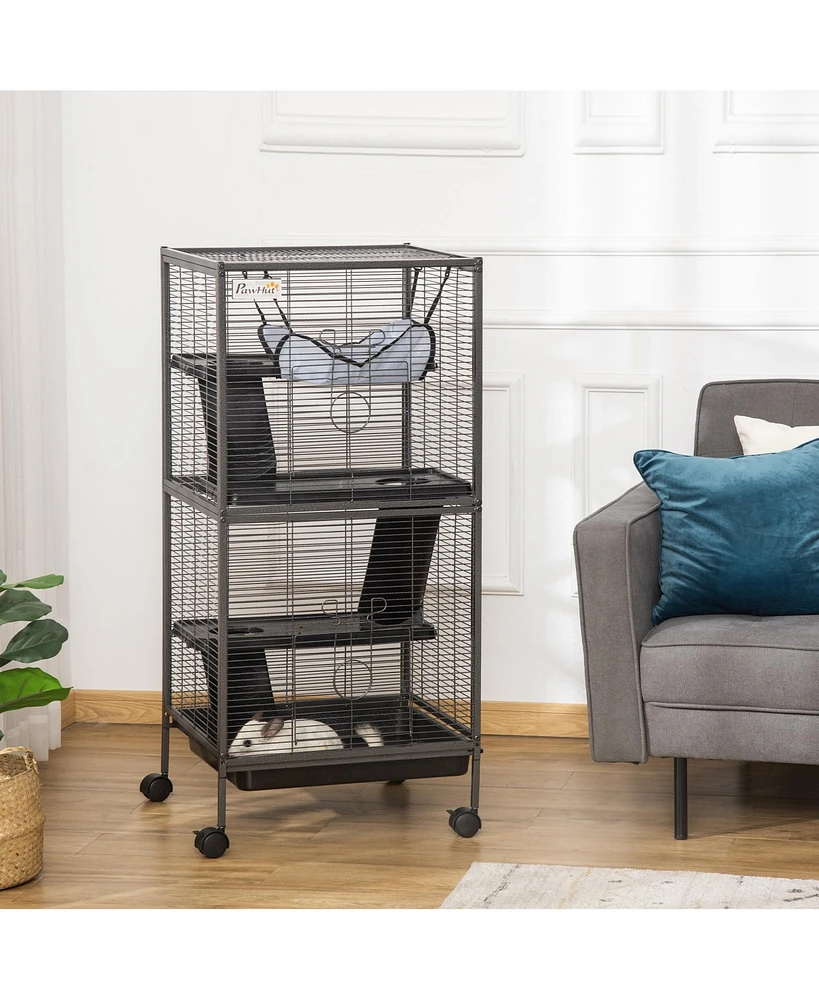 Streamdale Furniture Spacious 4-Tier Multi-Level Small Animal Cage with Hammock