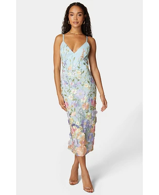 bebe Women's Floral Embroidered Midi Dress