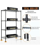 Sugift 4-Tier Steel Kitchen Storage Shelf Storage Pantry Organizer in Black