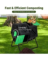 Sugift Dual Chamber Garden Compost Tumbler with Sliding Doors