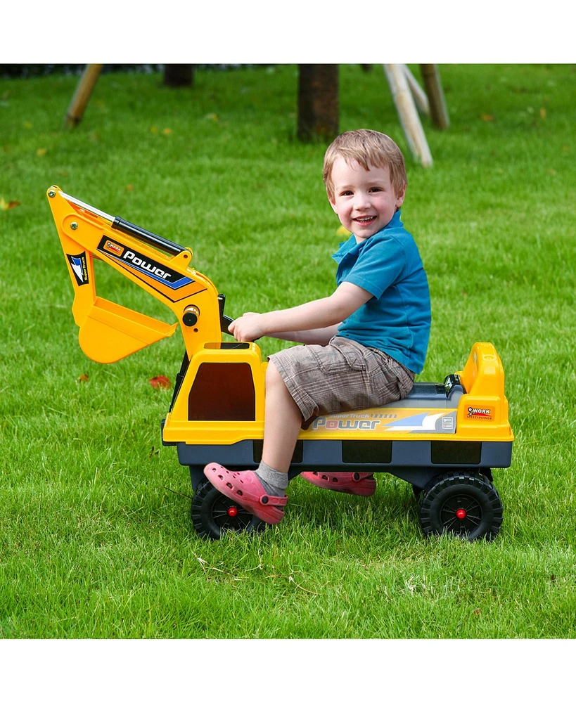 Streamdale Furniture Ride-On Excavator Truck with Digging and Grab Buckets