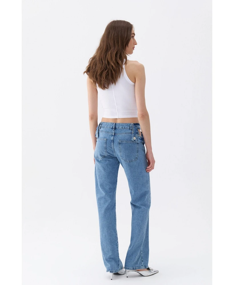 Nocturne Women's Cut-Out Detailed High Waist Jeans