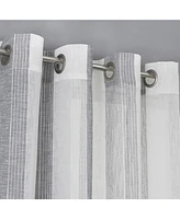 Caromio Yarn-Dyed Vertical Stripe Grommet Voile Sheer Window Curtain Panels, 52" x 54"