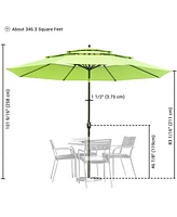 Yescom 3 Tier Patio Umbrella with Crank Handle Push to Tilt Hotel Pool