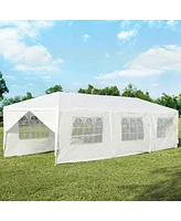 Slickblue 10 x 30 Feet Outdoor Canopy Tent with 6 Removable Sidewalls and 2 Doorways-White