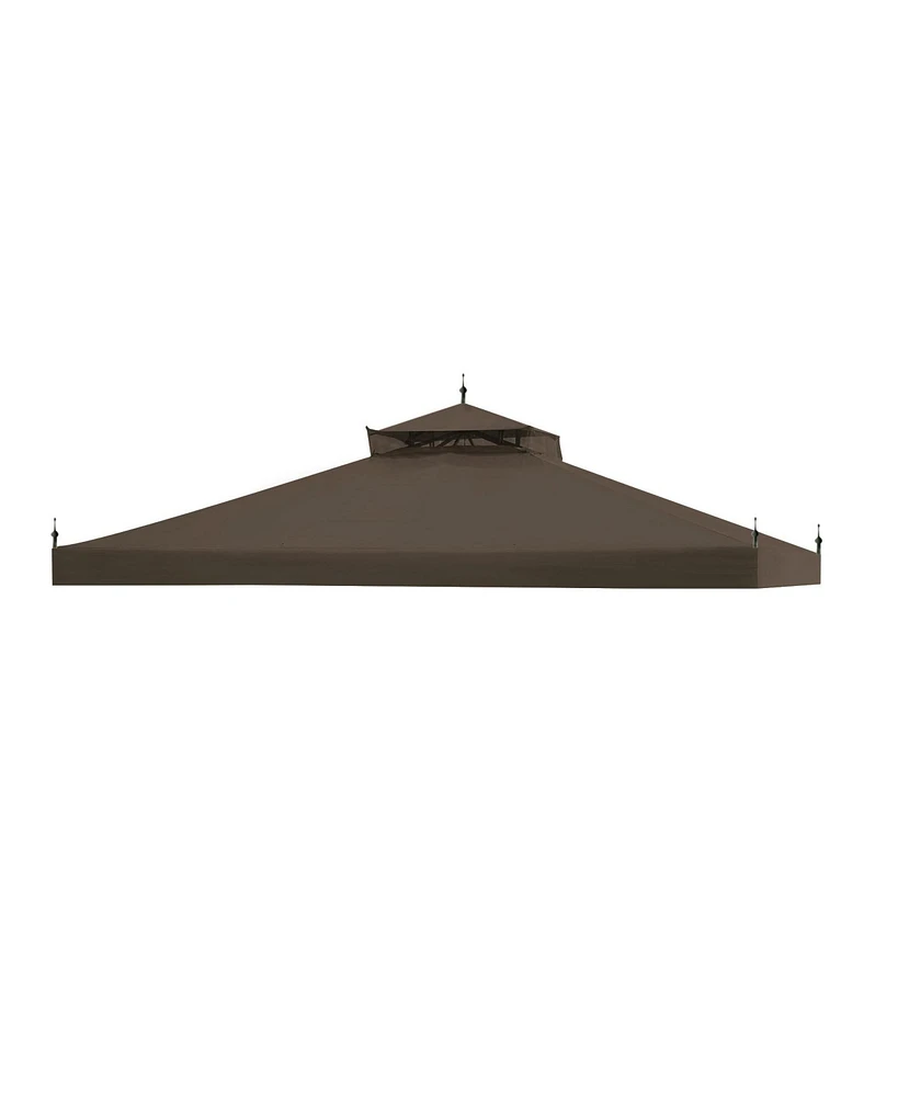 11.8'x9.8' Canopy Top Replacement Beige for 2-Tier Sunjoy L-GZ288PST-4D Gazebo Cover