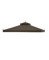 11.8'x9.8' Canopy Top Replacement Beige for 2-Tier Sunjoy L-GZ288PST-4D Gazebo Cover
