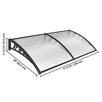 Yescom 80"x40" Door Window Awning Whole One-piece Polycarbonate UV30+ Outdoor Rain Snow Protection Patio White Board