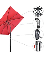 Yescom 10x10 Ft Led Light Patio Umbrella Solar Power 8-Rib Tilt Aluminum for Outdoor Yard Table Poolside, Usb Port Black