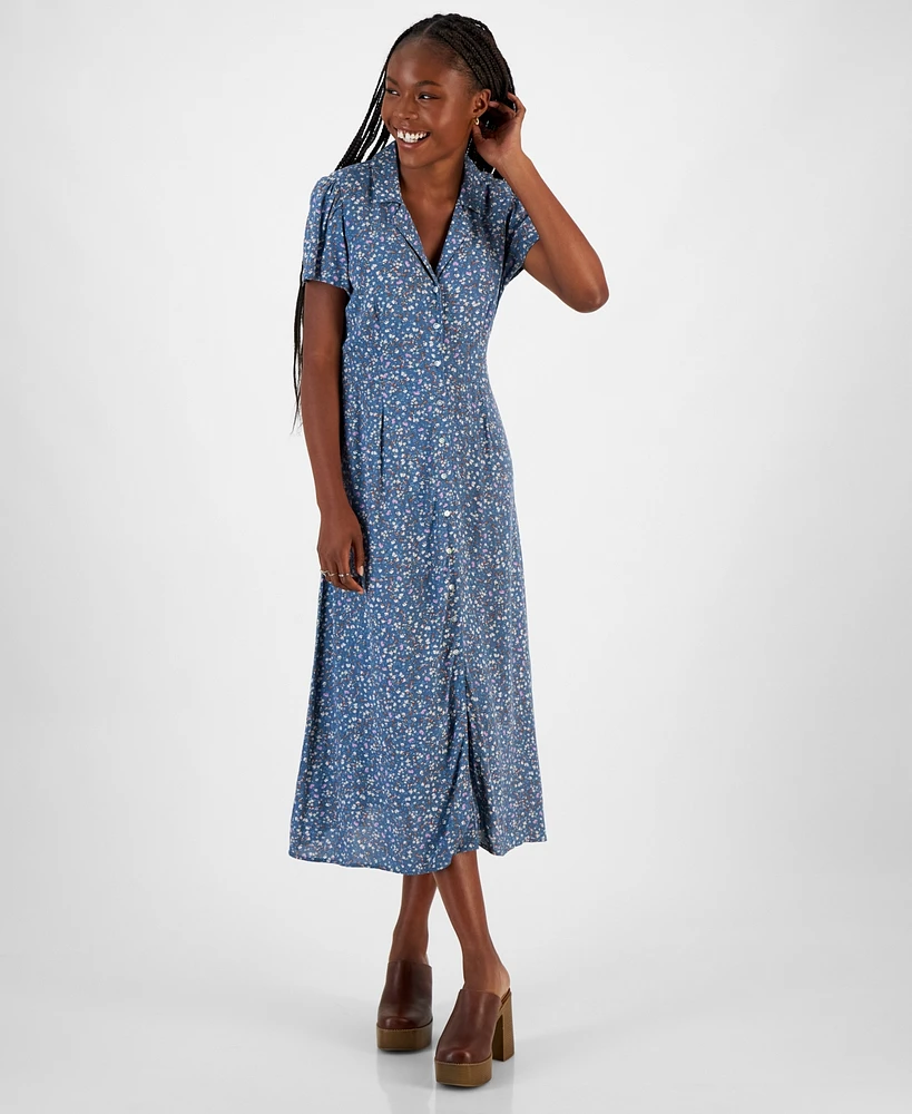 Lucky Brand Women's Collared- Button-Down Midi Dress