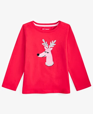 Epic Threads Toddler Girls Long-Sleeve Fancy Moose Graphic T-Shirt, Created for Macy's