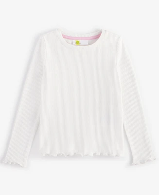 Epic Threads Toddler Girls Solid Ribbed Lettuce-Hem Top, Created for Macy's