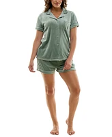 Jaclyn Intimates Women's 2-Pc. Ribbed Velour Pajamas Set