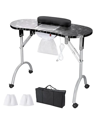 Byootique Portable Folding Manicure Nail Table Station Salon Desk Vented Led Beauty Spa