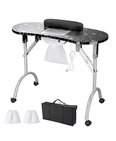 Byootique Portable Folding Manicure Nail Table Station Salon Desk Vented Led Beauty Spa