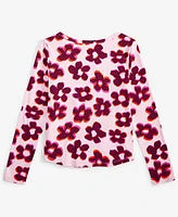 Epic Threads Little & Big Girls Long-Sleeve Blurred Floral Top, Created for Macy's