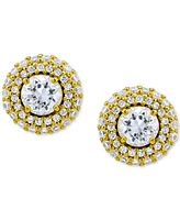 Giani Bernini Cubic Zirconia Double Halo Stud Earrings in 18k Gold-Plated Sterling Silver, Created for Macy's