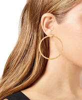 Guess Gold-Tone Large Diamond-Cut Textured Hoop Earrings, 2.12"