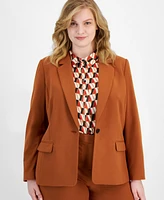 Tahari Asl Plus Notched Collar One-Button Blazer