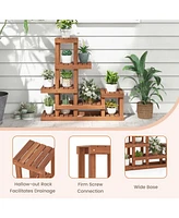6 Tier Wood Plant Stand with High Low Structure