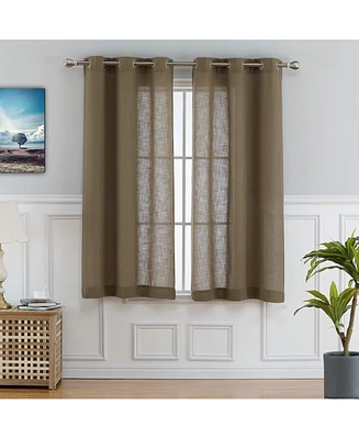 Caromio Linen Blend Textured Grommet Semi-Sheer Window Curtain Panels Set