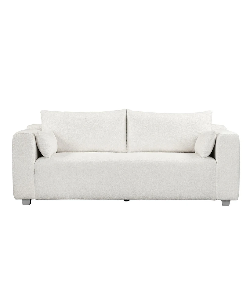 Mondawe 82x36" Modern Loop Yarn Fabric Sofa, One-Piece Seat Frame, Minimalist 2-3 Seat Couch Easy to Install, Loveseats with Extra Wide Domed Arms