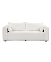 Mondawe 82x36" Modern Loop Yarn Fabric Sofa, One-Piece Seat Frame, Minimalist 2-3 Seat Couch Easy to Install, Loveseats with Extra Wide Domed Arms