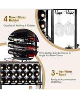 Sugift 47 Inches Wine Rack Table with Glass Holder and Storage Shelves