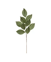 Slickblue Artificial Flocked Magnolia Leaf Spray (Pack of 6) Soft Velvet Touch, Ideal for Winter and Christmas Decorations