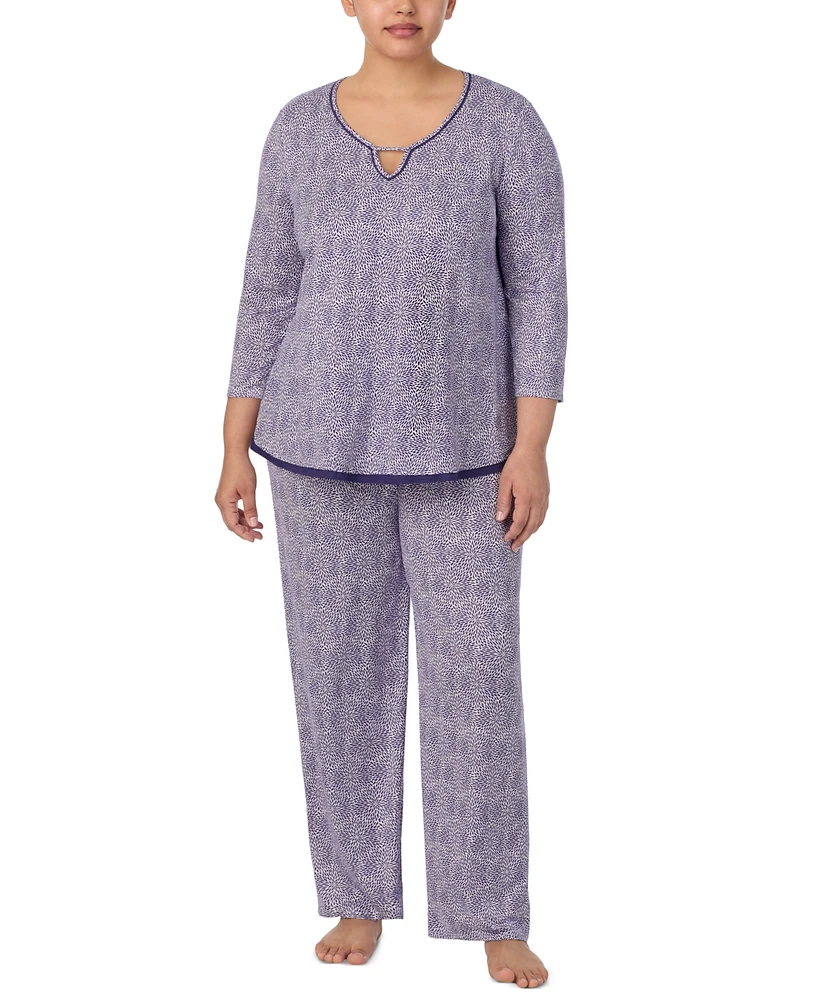 Ellen Tracy Plus 2-Pc. Printed 3/4-Sleeve Pajamas Set