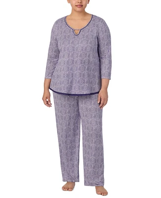 Ellen Tracy Plus 2-Pc. Printed 3/4-Sleeve Pajamas Set