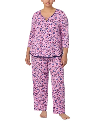 Ellen Tracy Plus 2-Pc. Printed 3/4-Sleeve Pajamas Set