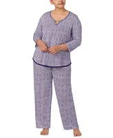 Ellen Tracy Plus 2-Pc. Printed 3/4-Sleeve Pajamas Set