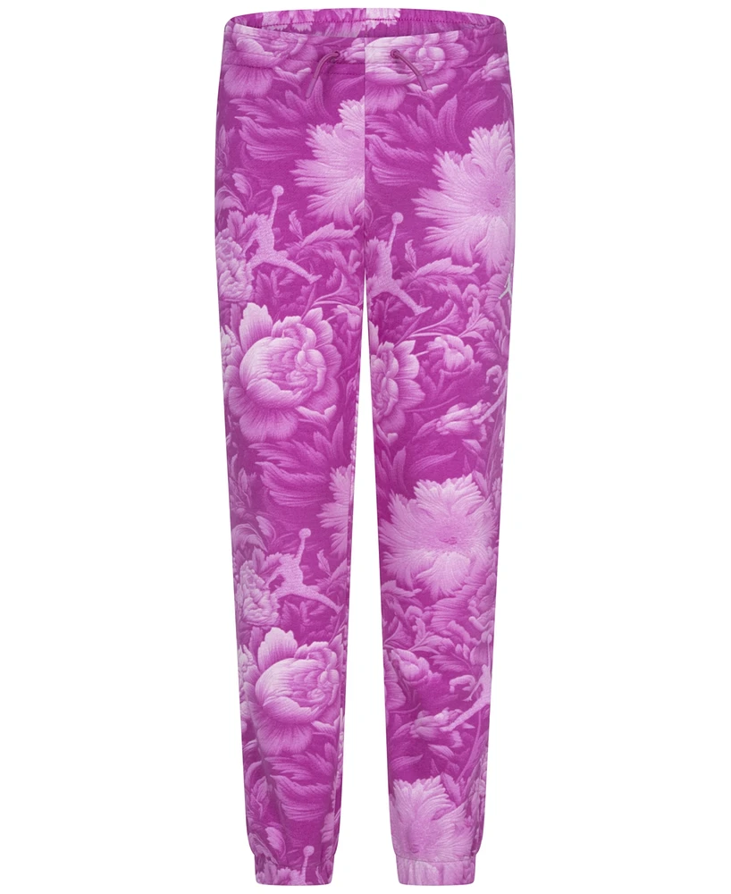 Jordan Big Girls Brooklyn Floral-Print Fleece Pants