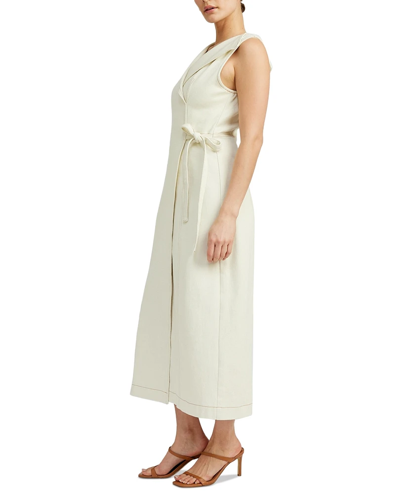 En Saison Women's Areli Tie-Waist Cotton Denim Midi Dress