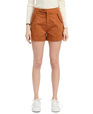 En Saison Women's Ellen Cotton High-Rise Cuffed Shorts