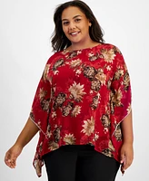 Jm Collection Plus Embellished Chiffon Poncho, Created for Macy's