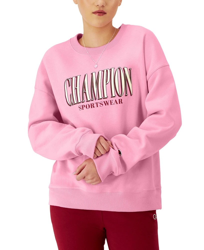 Champion Women's Long-Sleeve Crewneck Logo Sweatshirt