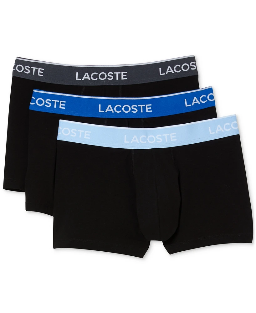 Lacoste Men's 3-Pack Regular-Fit Logo Waistband Trunk Underwear