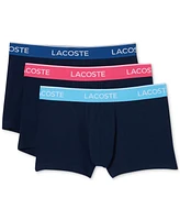 Lacoste Men's 3-Pack Regular-Fit Logo Waistband Trunk Underwear