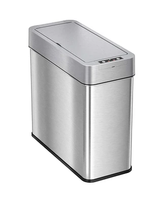 iTouchless Stainless steel Slim Sensor Trash Can with Side Lid Open and AbsorbX Odor Filter 4 Gallon Silver 