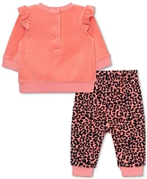 Little Me Baby Girls Leopard Velour Sweatshirt & Pants Set