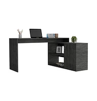 Fm Furniture Dallas L-Shaped Home Office Desk, Two Shelves, Single Door Cabinet