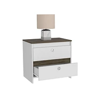 Fm Furniture Lily Nightstand, Two Drawers, Superior Top