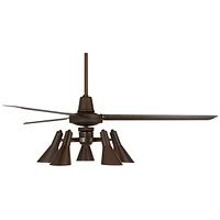 60" Turbina Industrial Retro 3 Blade Indoor Ceiling Fan with Light Led Remote Oil Rubbed Bronze Adjustable Head for House Bedroom Living Room Home Kit