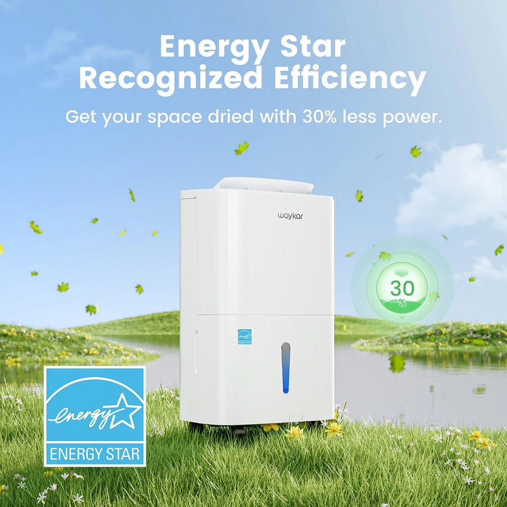 Waykar 80 Pint Energy Star Dehumidifier for Rooms, Basement, Bathroom, Up to 5000 sq.ft